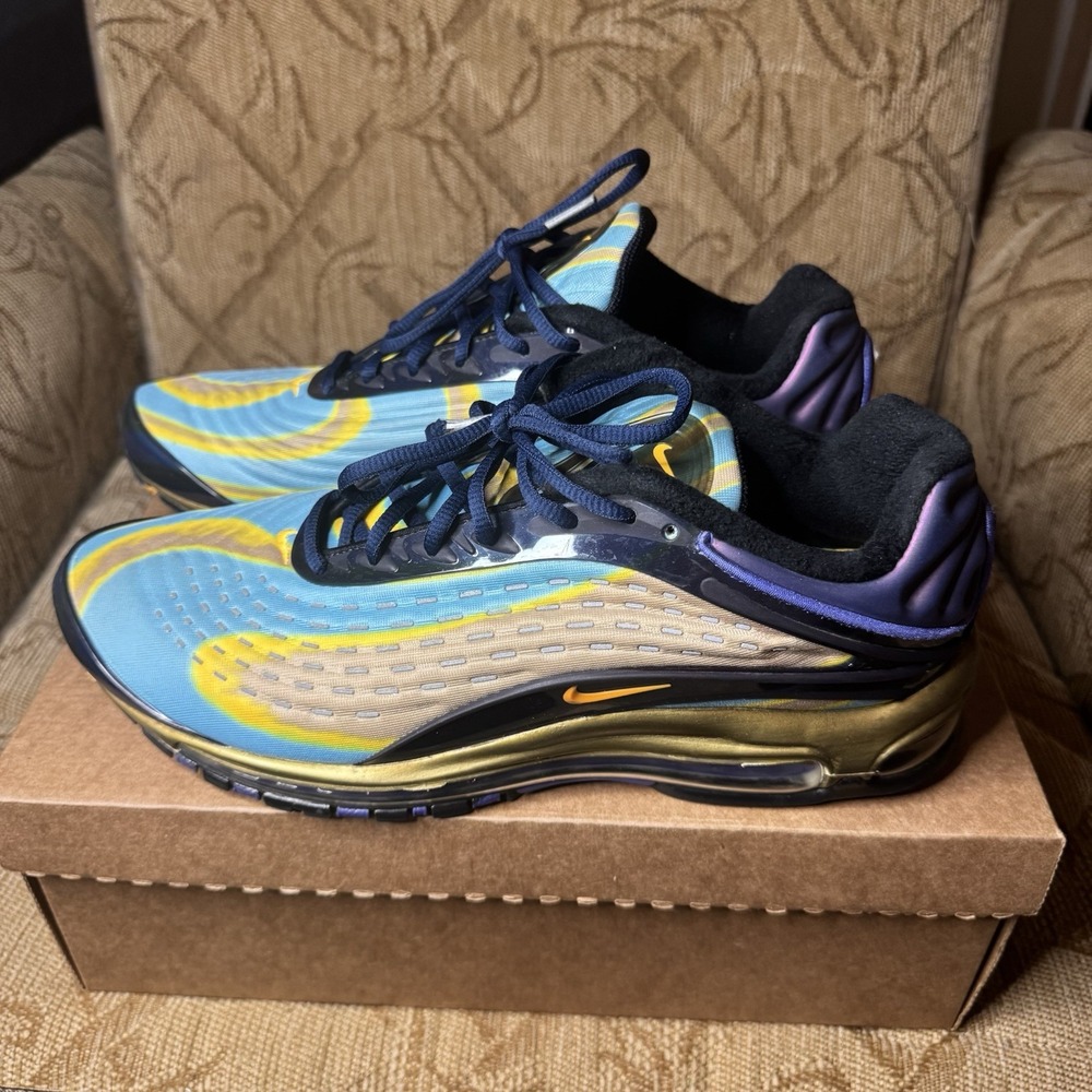 Nike Air Max Deluxe Midnight Navy Laser Orange AJ7831-400 Size 11.5 Pre Owned